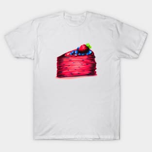 Red Strawberry Crepe Cake T-Shirt